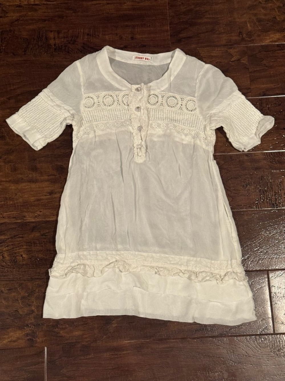 Johnny Was White Crochet Lace Button Up Blouse Size XS
